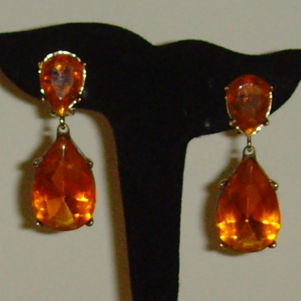 KENNETH JAY LANE KJL Faux Topaz Colored Rhinestone Tear Drop Earrings
